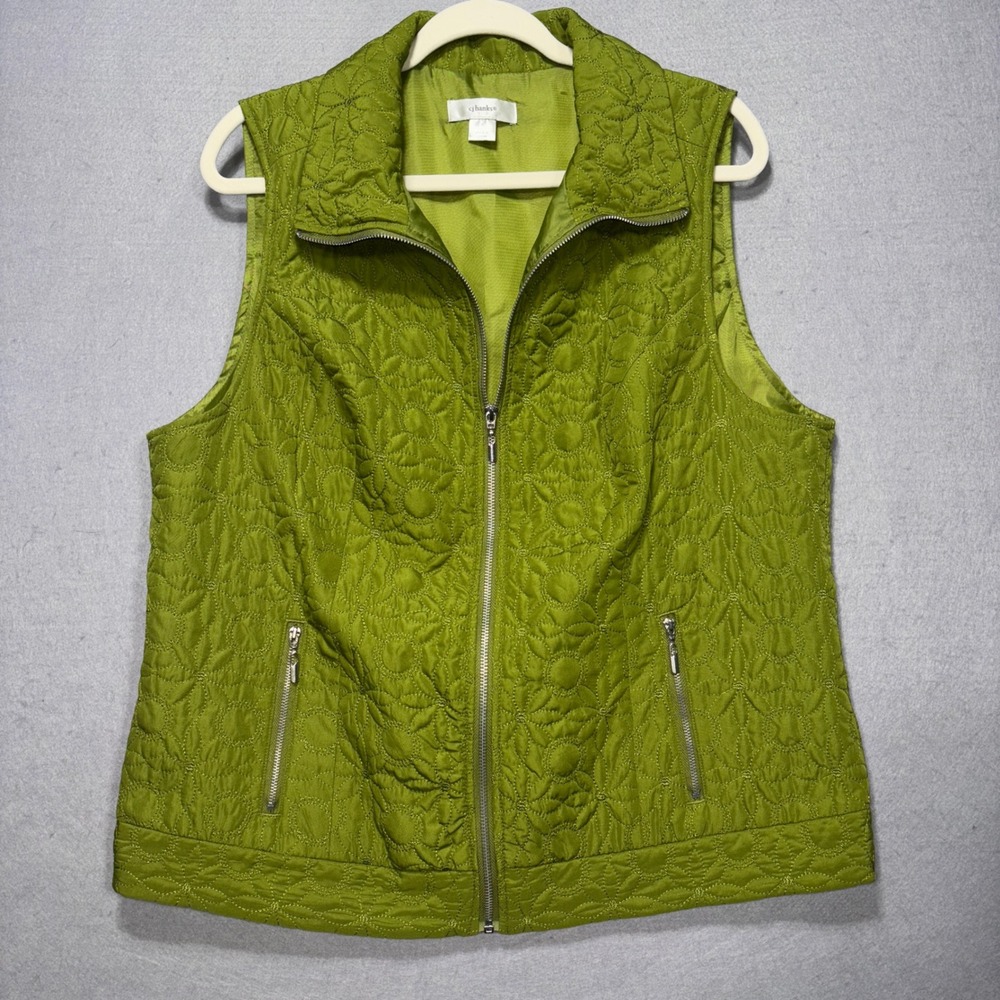 CJ Banks Quilted Zip Vest X 14W Floral Lightweight Casual Preppy Classic Cottage